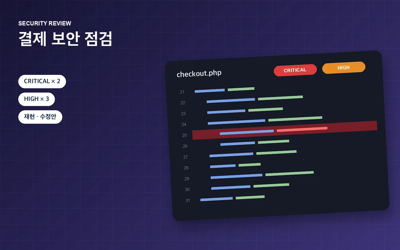 쇼핑몰 결제 보안 점검 화면
