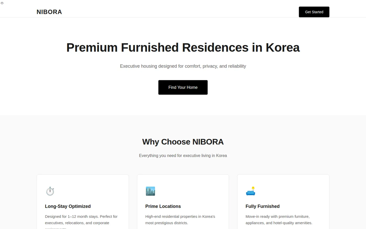 외국인 장기 임대 사이트 · Executive Residences 결과물